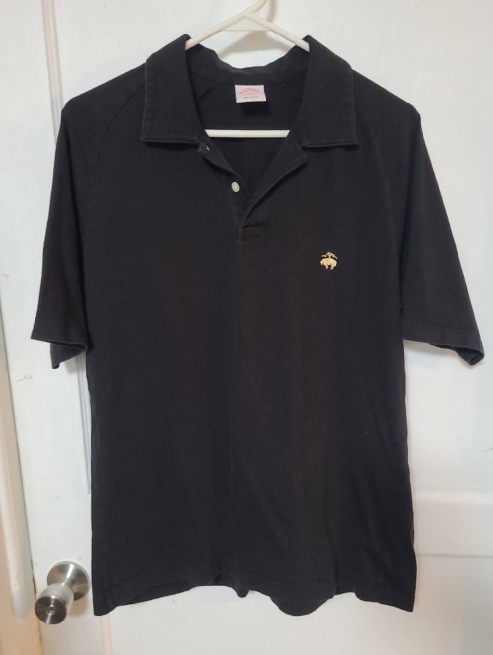 Brooks Brothers 346 Black Polo with Gold Embroidered Logo Large